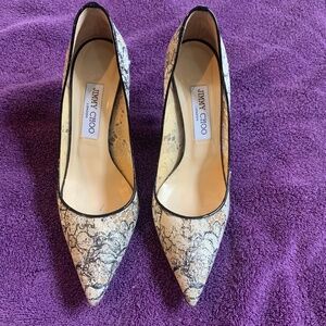 Jimmy Choo Tan/Black Lace Pumps sz 39